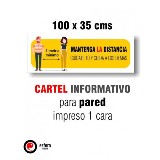 Cartel pvc 3 mm. pared 100x35 cm.