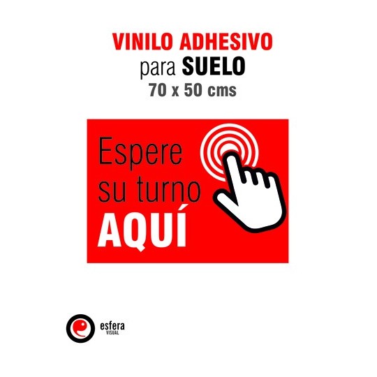 Adhesivo de suelo Espere su turno - Pack 10 unidades